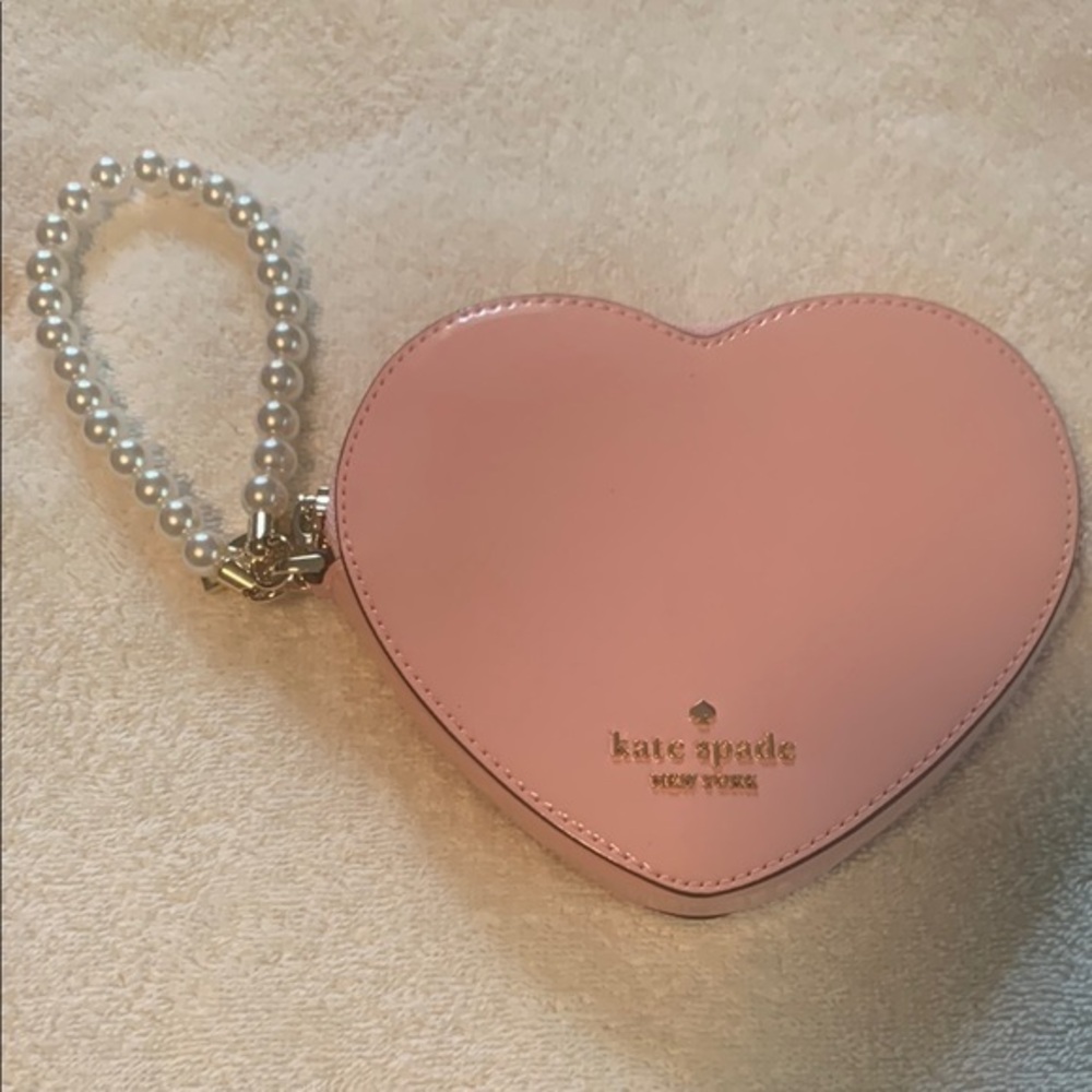 Kate Spade Blush Heart Clutch with Pearl Handle